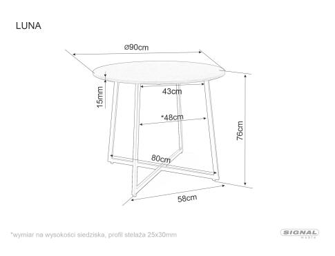 Стол обеденный SIGNAL LUNA дуб/черный 90
