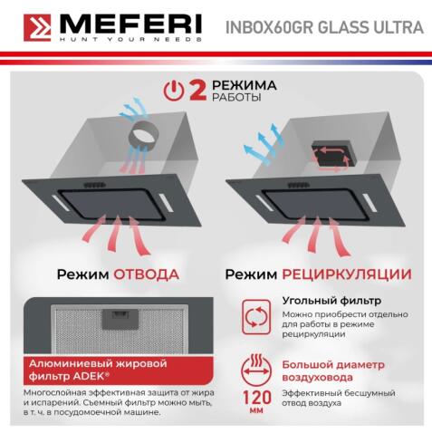 Вытяжка кухонная MEFERI INBOX60GR GLASS ULTRA