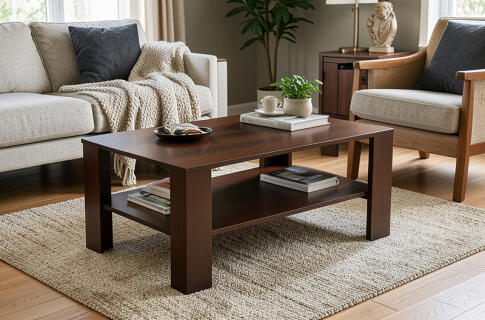 Стол журнальный HALMAR KWADRO темный орех/темный орех, 110/65/53