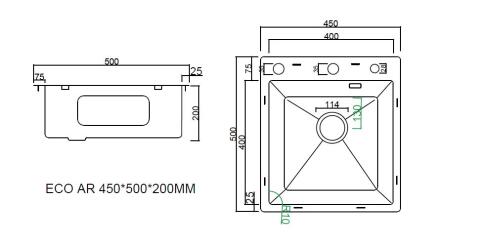 Мойка ARFEKA ECO AR 450*500 POP-UP SATIN