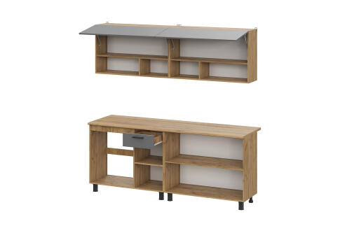 Кухонный гарнитур NN Мебель "Монако K" Серия 2 (2,0 м) Дуб Золотой/Графит/Дуб Вотан