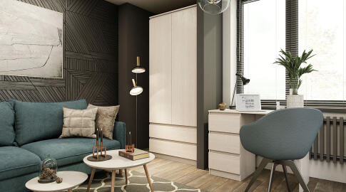 Шкаф двухстворчатый комбинированный SV-МЕБЕЛЬ (МС Бриз-1 К) Ясень Анкор светлый