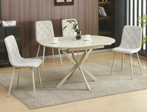 Стол обеденный SIGNAL GASTON Ceramic травертин/кашемир 100-135/100