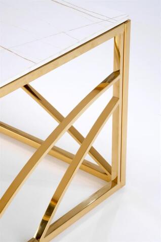 Стол журнальный HALMAR UNIVERSE 3 белый мрамор/золотой