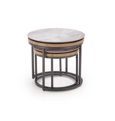 Комплект HALMAR ITAKA (2 стола журнальных) серый мрамор/графит