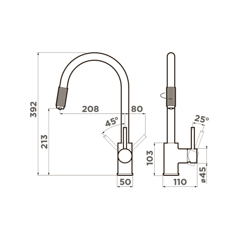 Смеситель для кухни Omoikiri Tamura-BN нержавеющая сталь