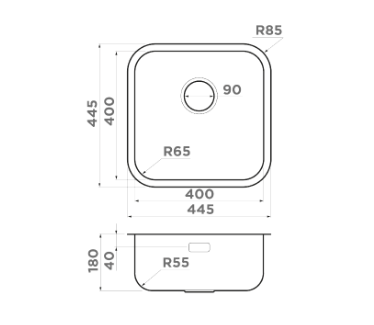 Кухонная мойка из нержавейки Omoikiri Omi 44-U/I-IN Quadro нержавеющая сталь