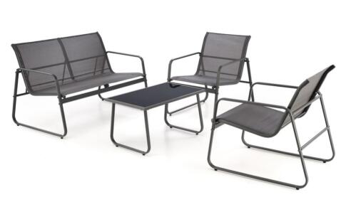 Комплект HALMAR CONOR (софа + 2 кресла + стол журнальный) темно-серый/светло-серый