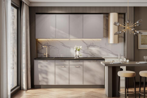 Кухонный гарнитур NN-Мебель "Адель К" 2,0м Белый/Нео/Черный