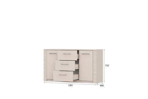 Комод NN Мебель (МС Калипсо К) 3 ящика двухстворчатый Меланж