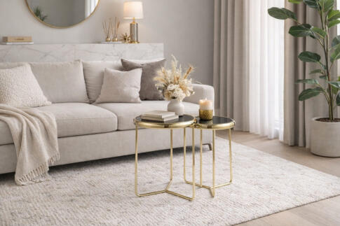 Комплект SIGNAL SCARLET II (2 стола журнальных) черный/золотой