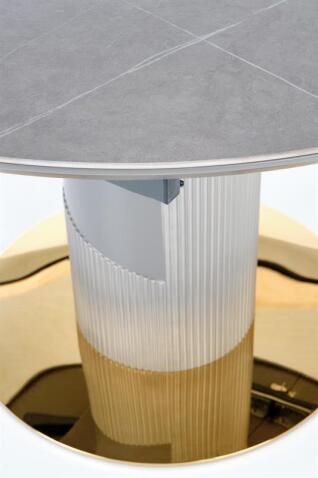 Стол обеденный HALMAR MUSCAT серый мрамор/светло-серый/золотой 120-160/120