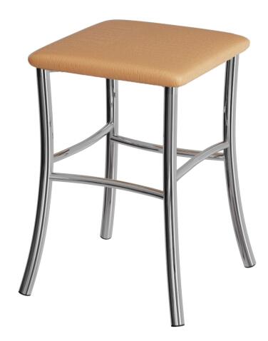 Табурет ВВР Квадрат Бежевый Крокодил/хром, экокожа