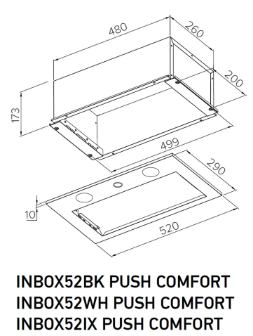 Вытяжка кухонная MEFERI INBOX52BK PUSH COMFORT