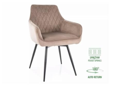 Стул SIGNAL MARLO Velvet Bluvel 40 темно-бежевый/черный, поворотный