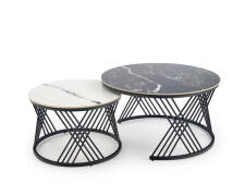 Комплект HALMAR FLAMINGO (2 стола журнальных) черный мрамор/белый мрамор/черный