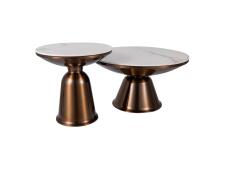 Комплект SIGNAL VERA (2 стола журнальных) белый/медный 75/41, 50/49