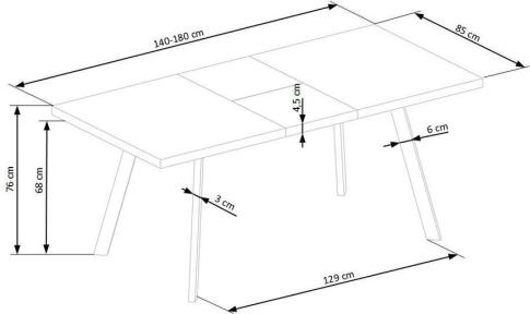 Стол обеденный HALMAR BERLIN орех/черный 140-180/85