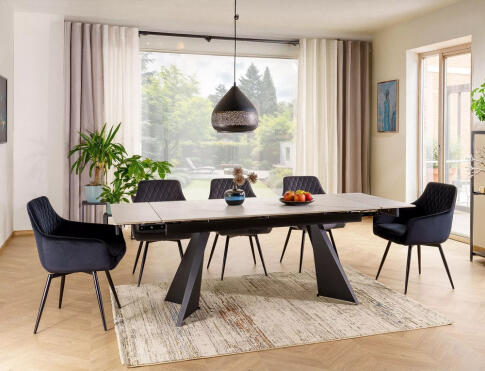 Стол обеденный SIGNAL LACONI белый/черный 160-220/90