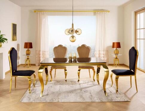 Стол обеденный SIGNAL PRINCE черный/золотой 150/90