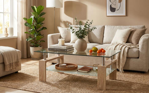 Стол журнальный HALMAR DIANA H прозрачный/дуб сонома, 110/60/55