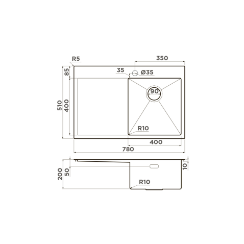 Кухонная мойка из нержавейки Omoikiri Akisame 78-LG-R светлое золото