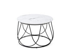 Стол журнальный HALMAR NUBIRA белый мрамор/черный, 60/41