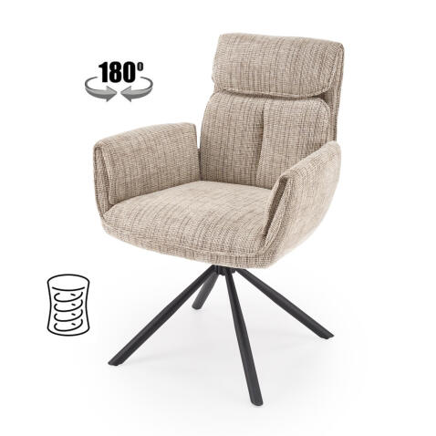 Стул HALMAR K596 бежевый/черный, поворотный