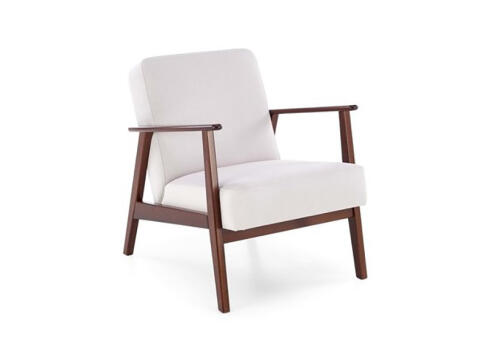 Кресло HALMAR MILANO 1S tap. Castel 04 светло-бежевый/орех