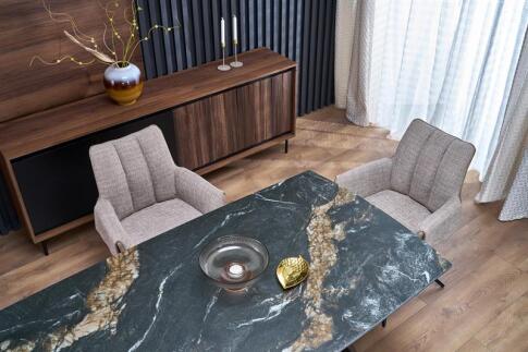 Стол обеденный HALMAR ARMANI черный мрамор/черный 165-241/90