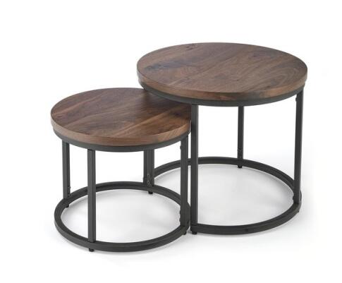 Комплект HALMAR OREO (2 стола журнальных) ореховый/черный