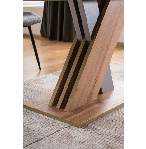 Стол обеденный SIGNAL EXEL D дуб вотан/серебряный 140-180/85