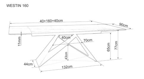 Стол обеденный SIGNAL WESTIN Ceramic эффект дерева/черный мат 160-240/90