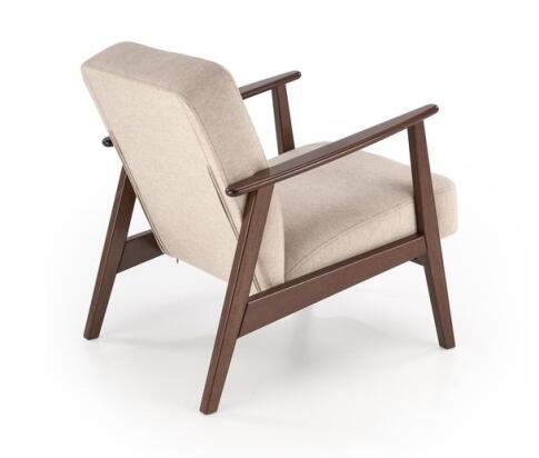 Кресло HALMAR MILANO 1S tap. Castel 15 бежевый/орех