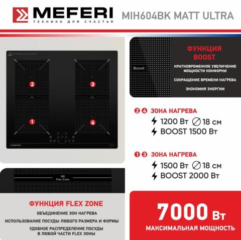 Варочная панель индукционная MEFERI MIH604BK MATT ULTRA