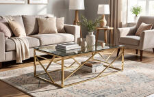 Стол журнальный SIGNAL ESCADA A дымчатый/золотой, 120/60/40