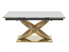 Стол обеденный SIGNAL HERMES II эффект белого мрамора/золотой 160-240/90 Стол обеденный SIGNAL HERMES II эффект белого мрамора/золотой 160-240/90