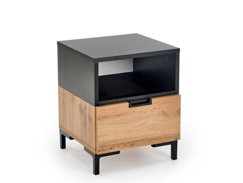 Тумба прикроватная HALMAR SILVIA дуб вотан/черный