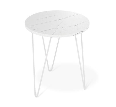 Стол журнальный Sheffilton SHT-CT79 белый мрамор/белый муар