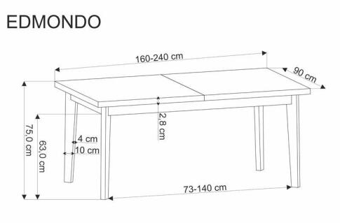 Стол обеденный HALMAR EDMONDO дуб 160-240/90
