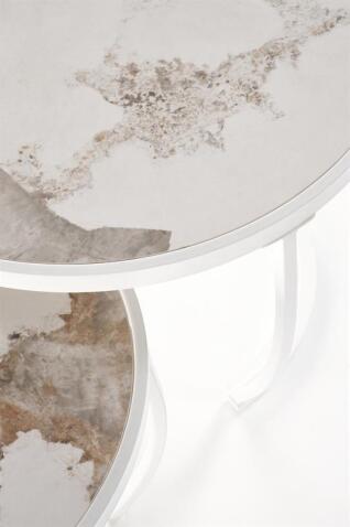 Комплект HALMAR INES (2 стола журнальных) бежевый мрамор/белый