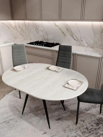 Стол ВВР Элип Дуб крафт белый/черный конус, ЛДСП