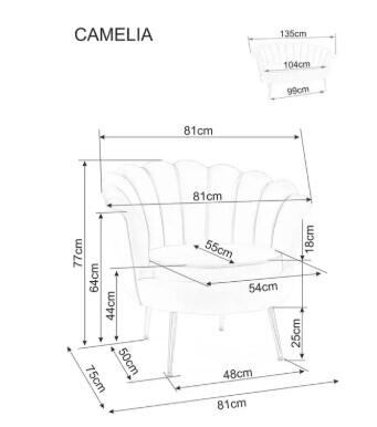 Кресло SIGNAL CAMELLIA Velvet Bluvel 28 бежевый/золотой