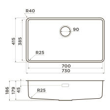 Кухонная мойка из нержавейки Omoikiri Omi 73-U/I-GB графит