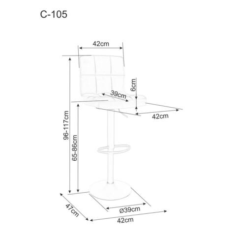Стул барный SIGNAL C105 Velvet Bluvel 14 серый/черный