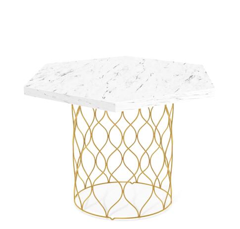 Стол журнальный Sheffilton SHT-TU49/TT20 60 ЛДСП артикул SHT-СЖ2 золото/мрамор карра белый