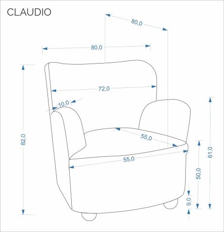 Кресло HALMAR CLAUDIO капучино/натуральный
