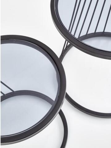 Комплект HALMAR ANTILLA (2 стола журнальных) дымчатый/черный, 50/50 и 42/45