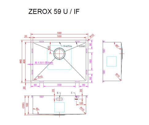 Мойка ZORG ZEROX 59 U / IF STEEL