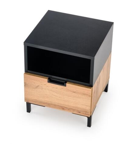 Тумба прикроватная HALMAR SILVIA дуб вотан/черный
